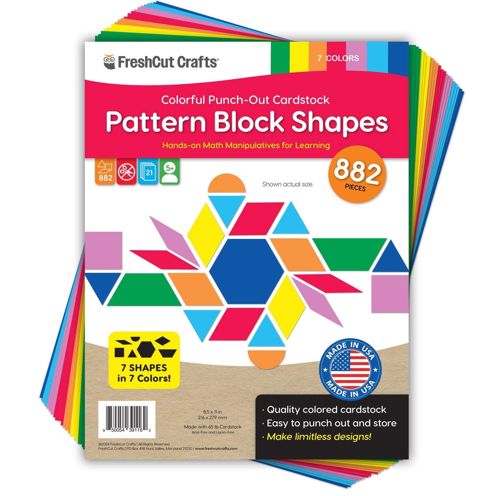 882 Pcs Pattern Block Shapes Math Manipulatives for Learning Multicolor Trian...