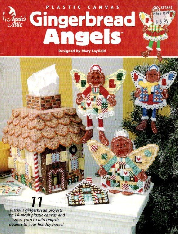 VINTAGE 1999 ANNIE'S ATTIC PLASTIC CANVAS GINGERBREAD ANGELS 11 DESIGNS