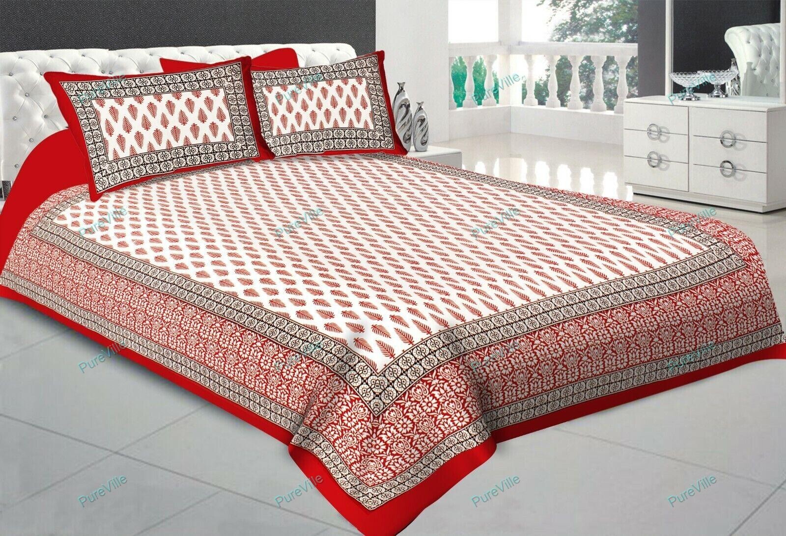 Attrative Design Geometric Printed Cotton Double Bed Sheet With 2 Pillow Cover
