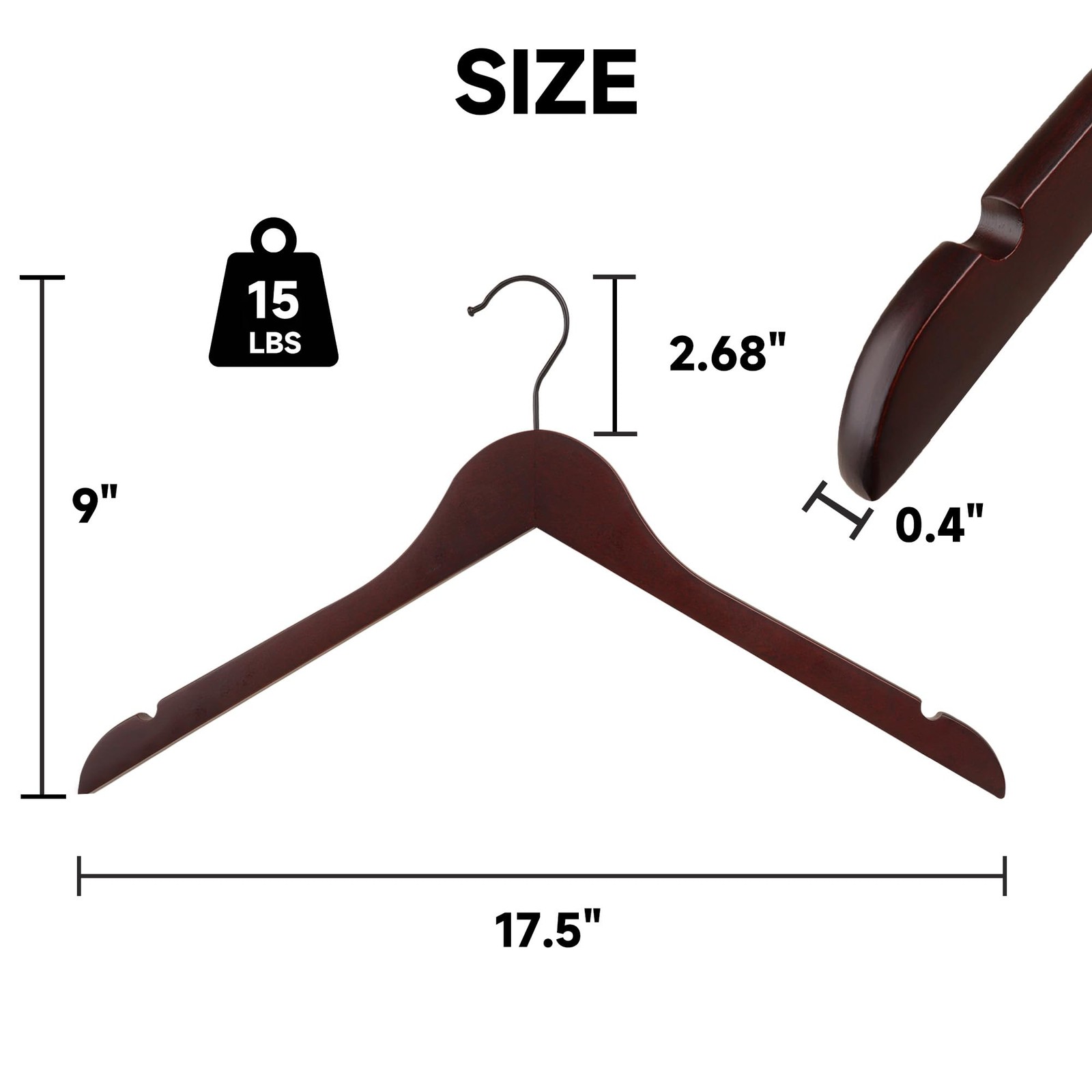 Premium Wooden Top Hangers, Heavy Duty Solid Wood Suit Hangers with 360° Swiv...