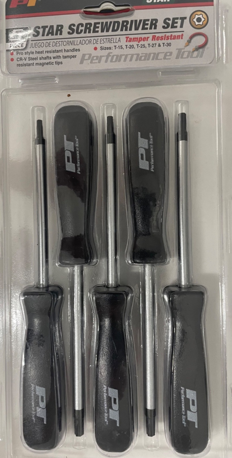 Performance Tool W900S 5 Piece Tamper Resistant Star Bit Driver Set