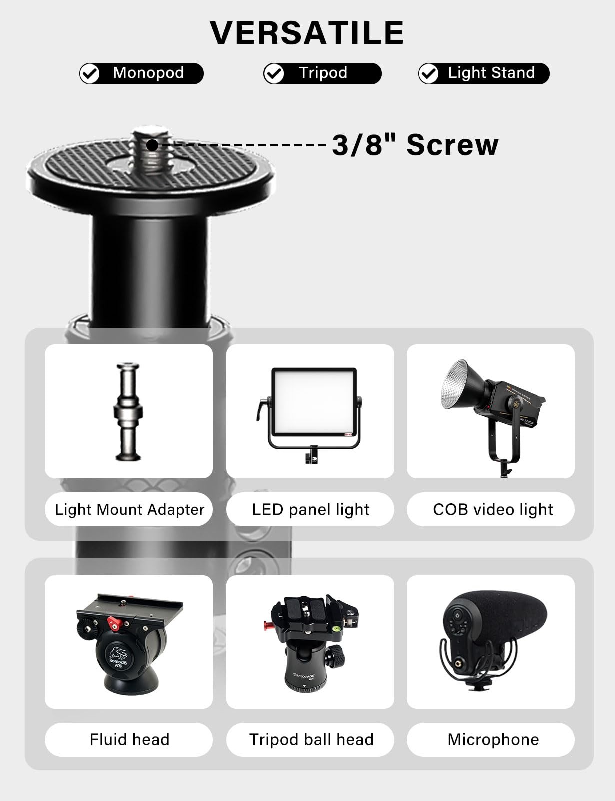 A400 Round Base Monopod Stand, 79'' Studio Light Stand with Flat Base, Alumin...