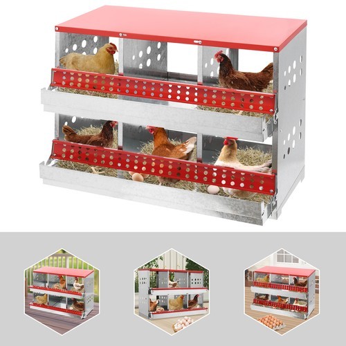 2-Layers 6-Compartments Chicken Nesting Case Chicken Coop Box Nesting Box 50kg