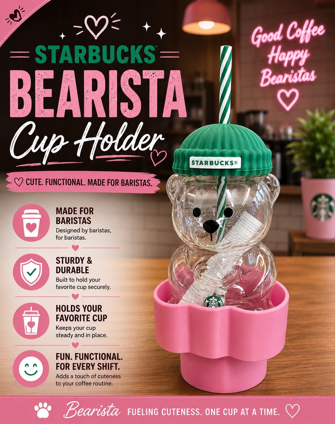 Starbucks Bearista Bear Car Cup Holder (cup holder only)