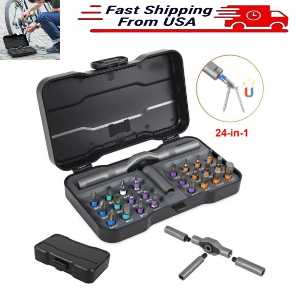 24 in 1 Magnetic Screwdriver Set DIY Ratchet Screwdriver Set Multi Bit Drive Kit