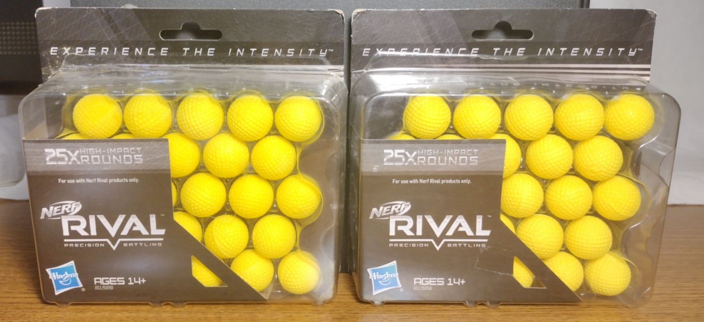 Nerf Rival 25x High Impact Round Refill Pack Lot of 2