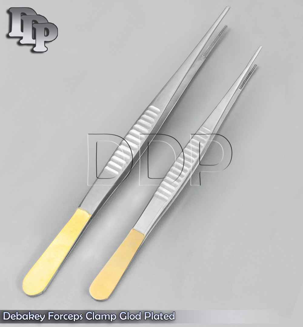 2 DEBAKEY ATRAUMATIC TISSUE GOLD HANDLE FORCEPS 7"+9" SURGICAL INSTRUMENTS