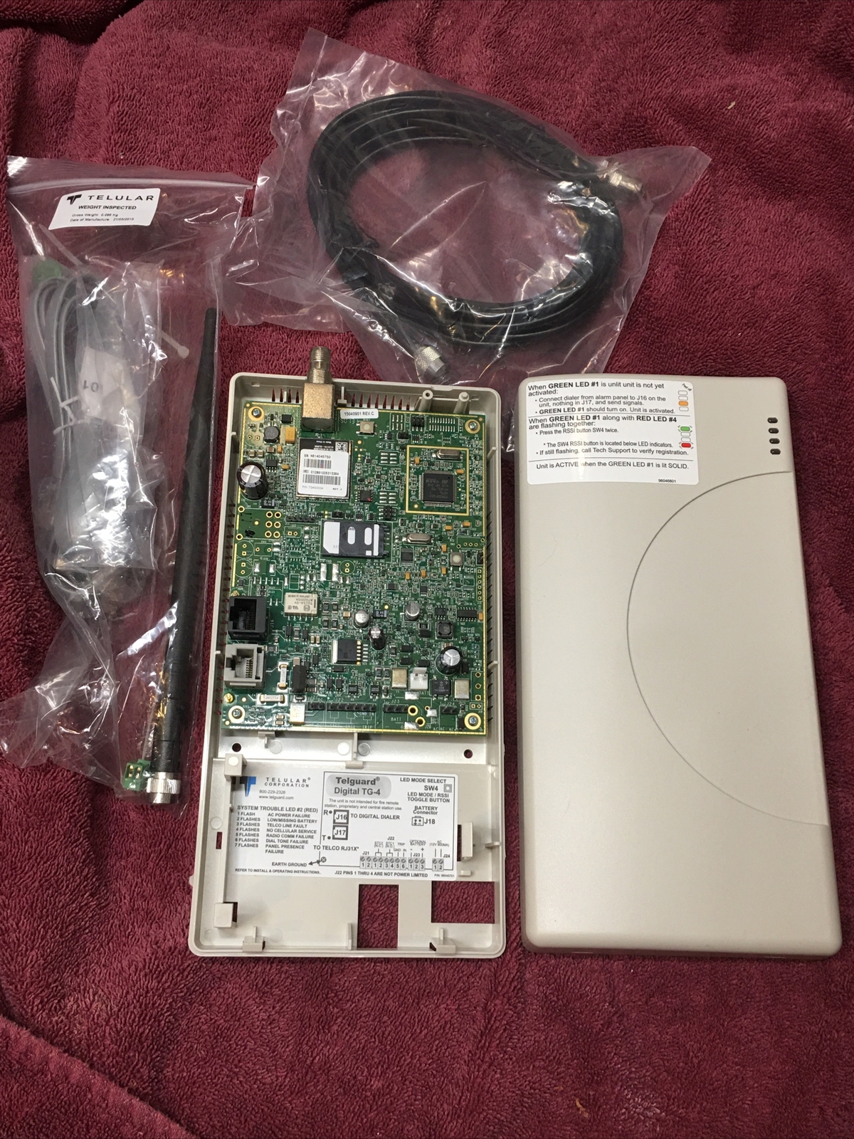 Teleguard  TG-4 Cellular Alarm Communicator GSM  With Antenna & Extension Cable