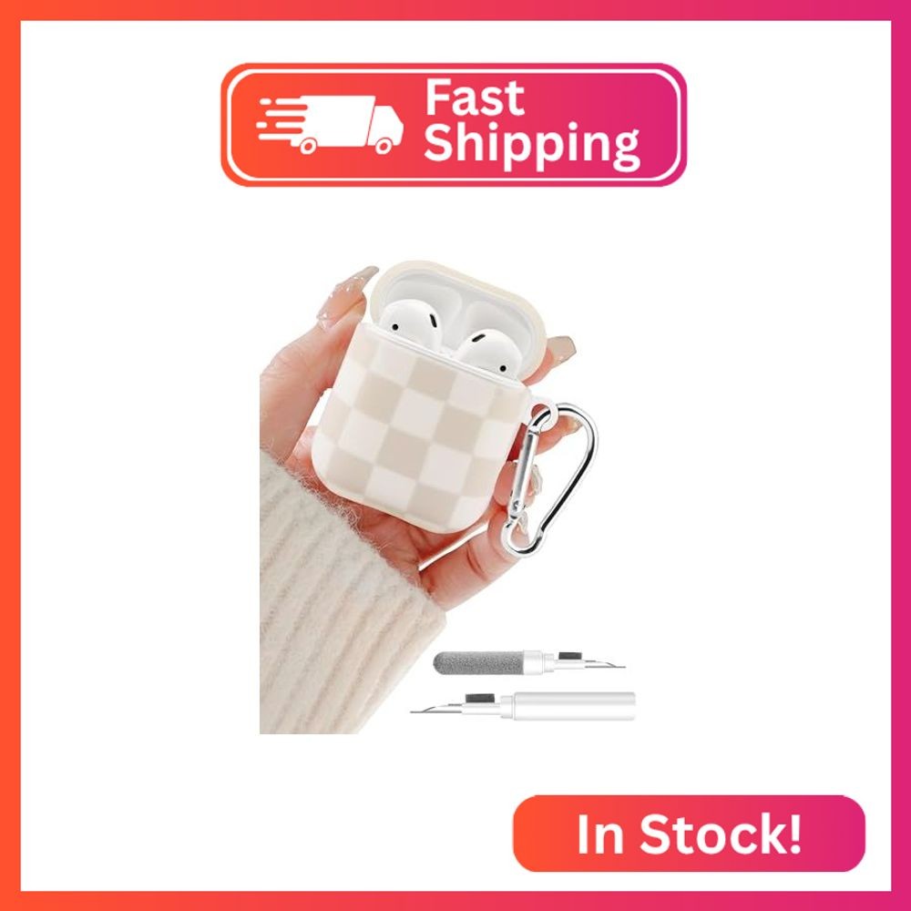 Aitipy for Airpods 2nd 1st Generation Case, Off-White Checkered