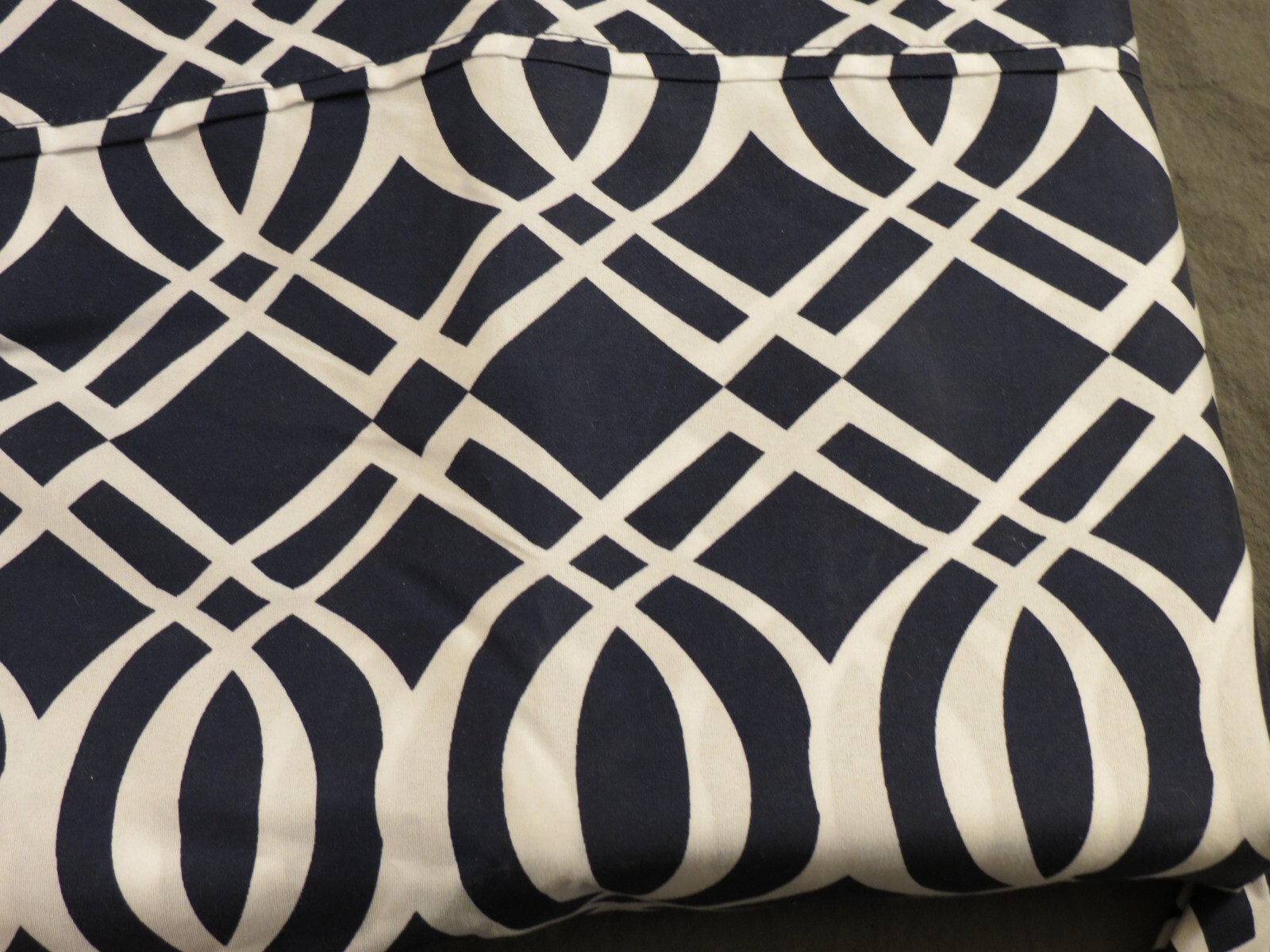 New Geometric Pattern 66" x 96" Flat sheet plus pillow case Navy/ White pattern