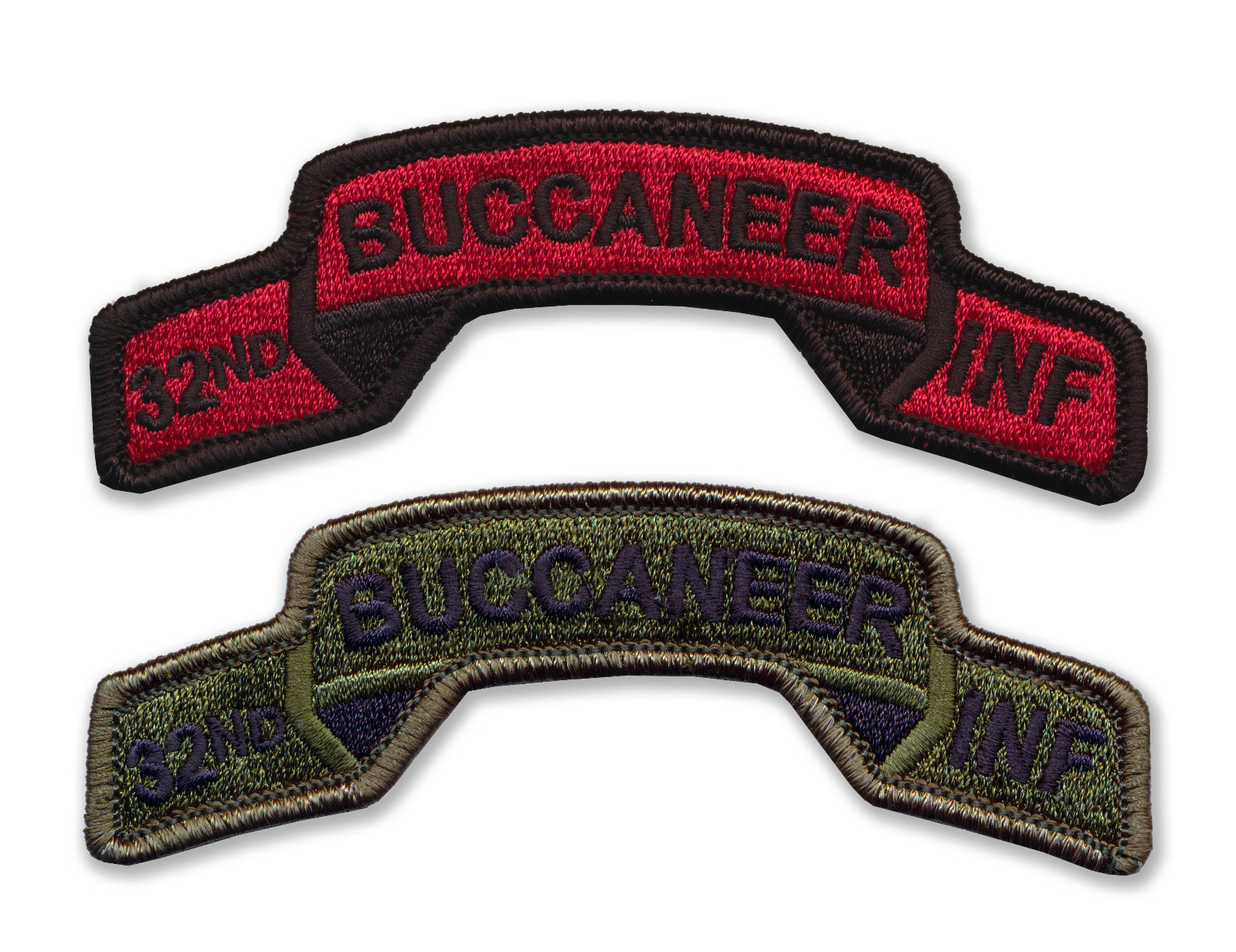 32nd Infantry Regiment Embroidered Tabs - BUCCANEERS - WWII Vietnam - OIF - OEF