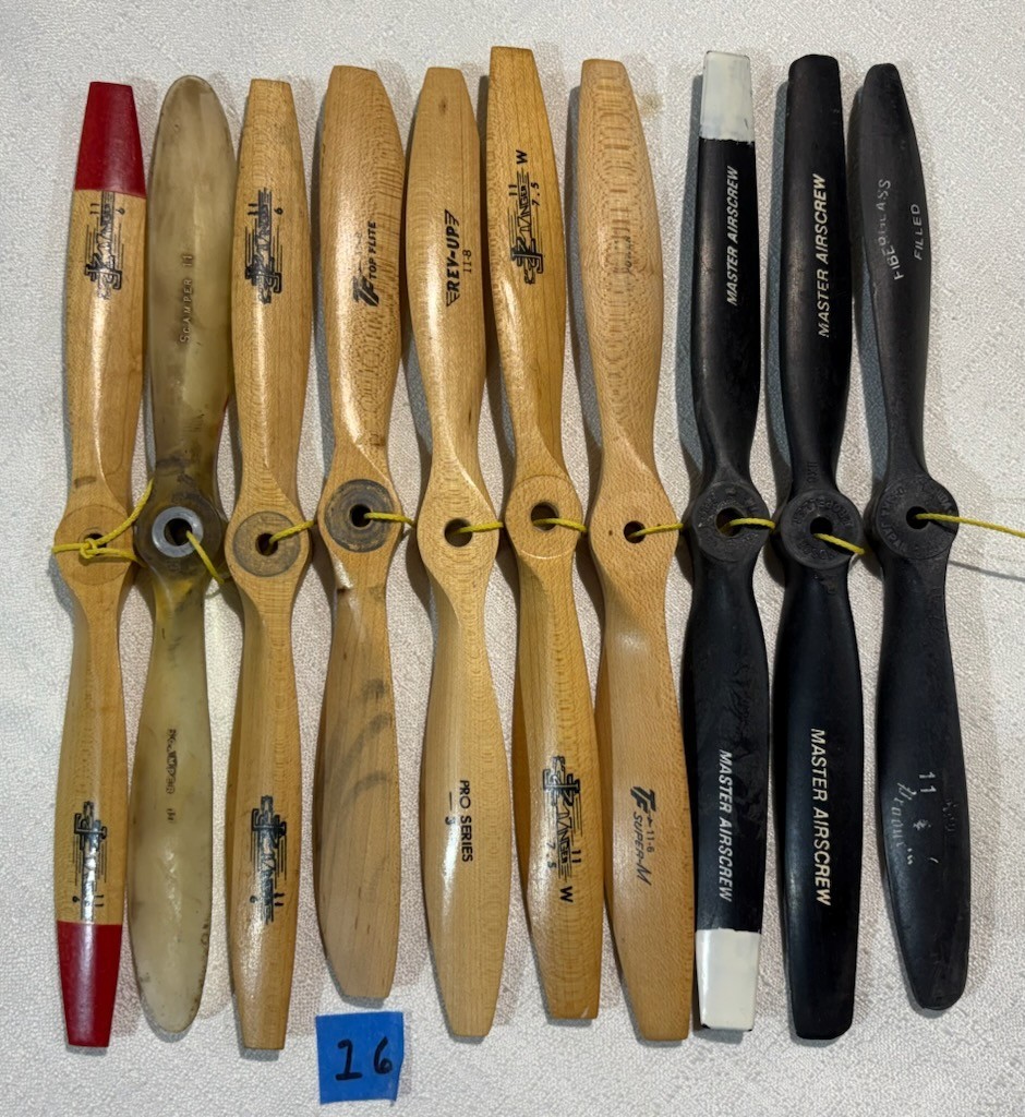 #16 VINTAGE LOT MODEL AIRPLANE PROPELLOR LOT 11 INCH RC UC FF