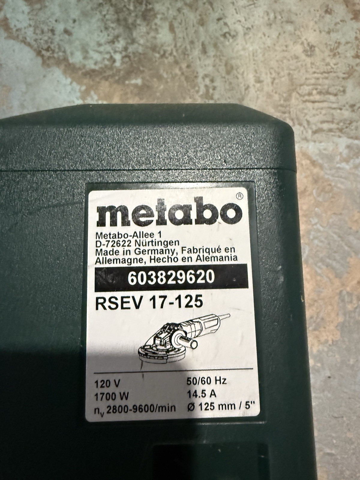 Metabo 603829620 5” Grinder Set