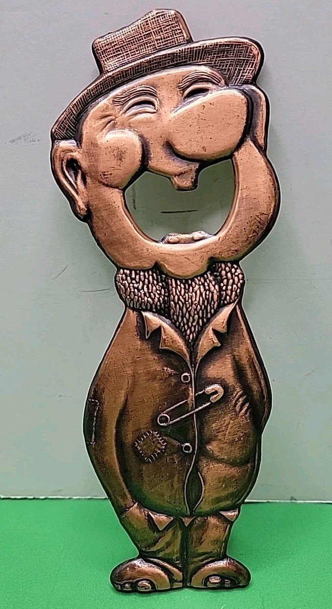 Vintage Copper Bottle Opener Metal Hobo Tramp Collectible - 7.25" Tall