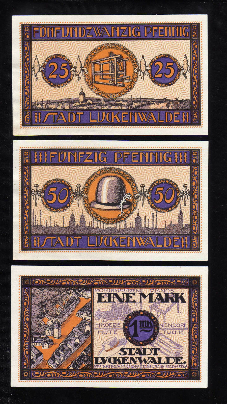 LUCKENWALDE - GERMANY NOTGELD -  25, 50 PFENNIG, 1 MARK