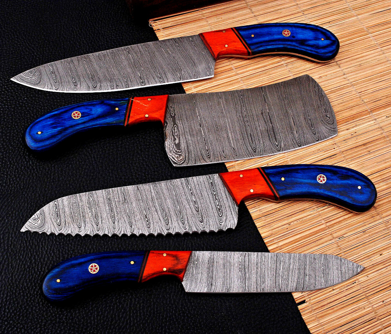 Handmade HAND FORGED DAMASCUS STEEL CHEF KNIFE Set Kitchen Knives