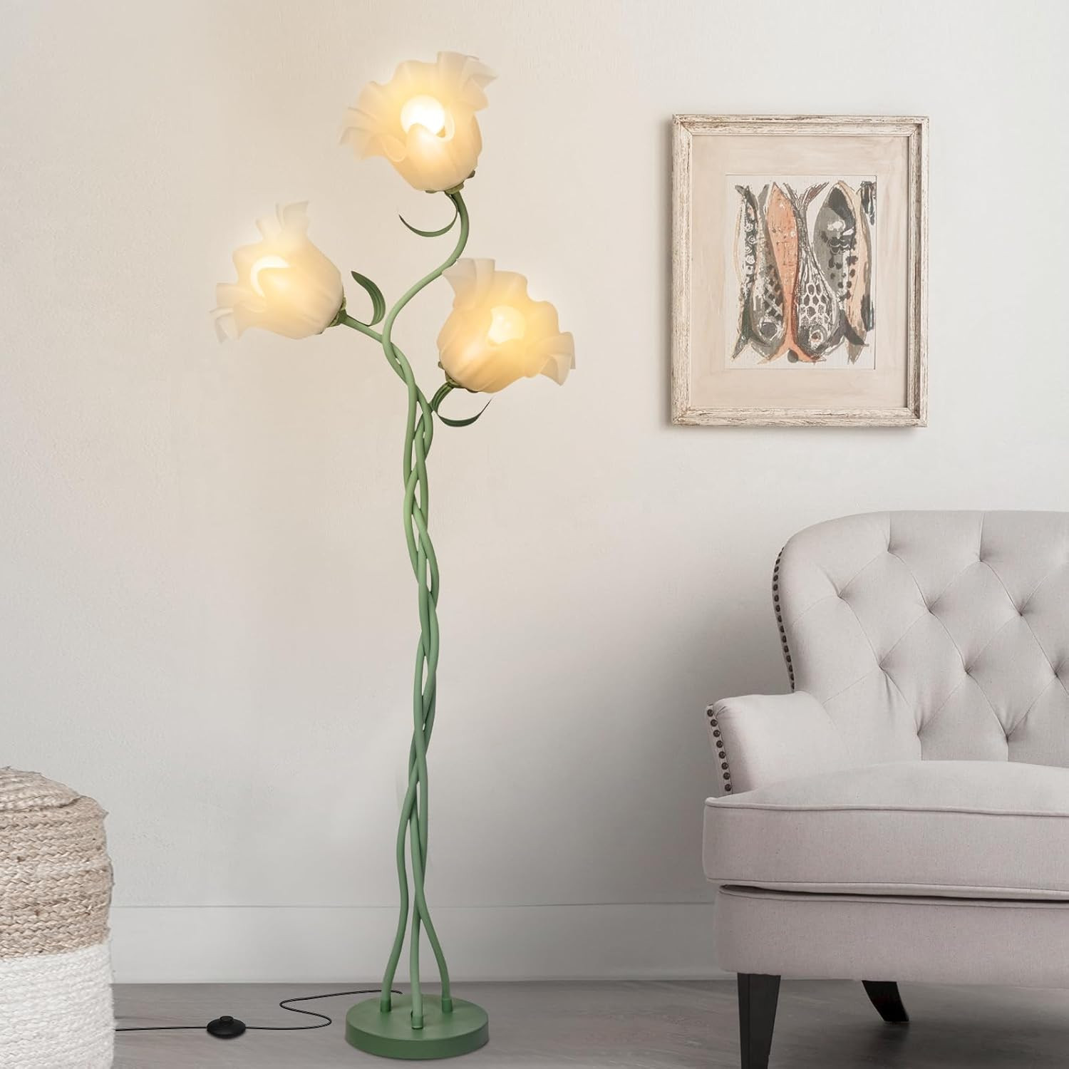Flower Floor Lamp for Living Room, Tall Flower Reading Lamp with Flexible Neck S