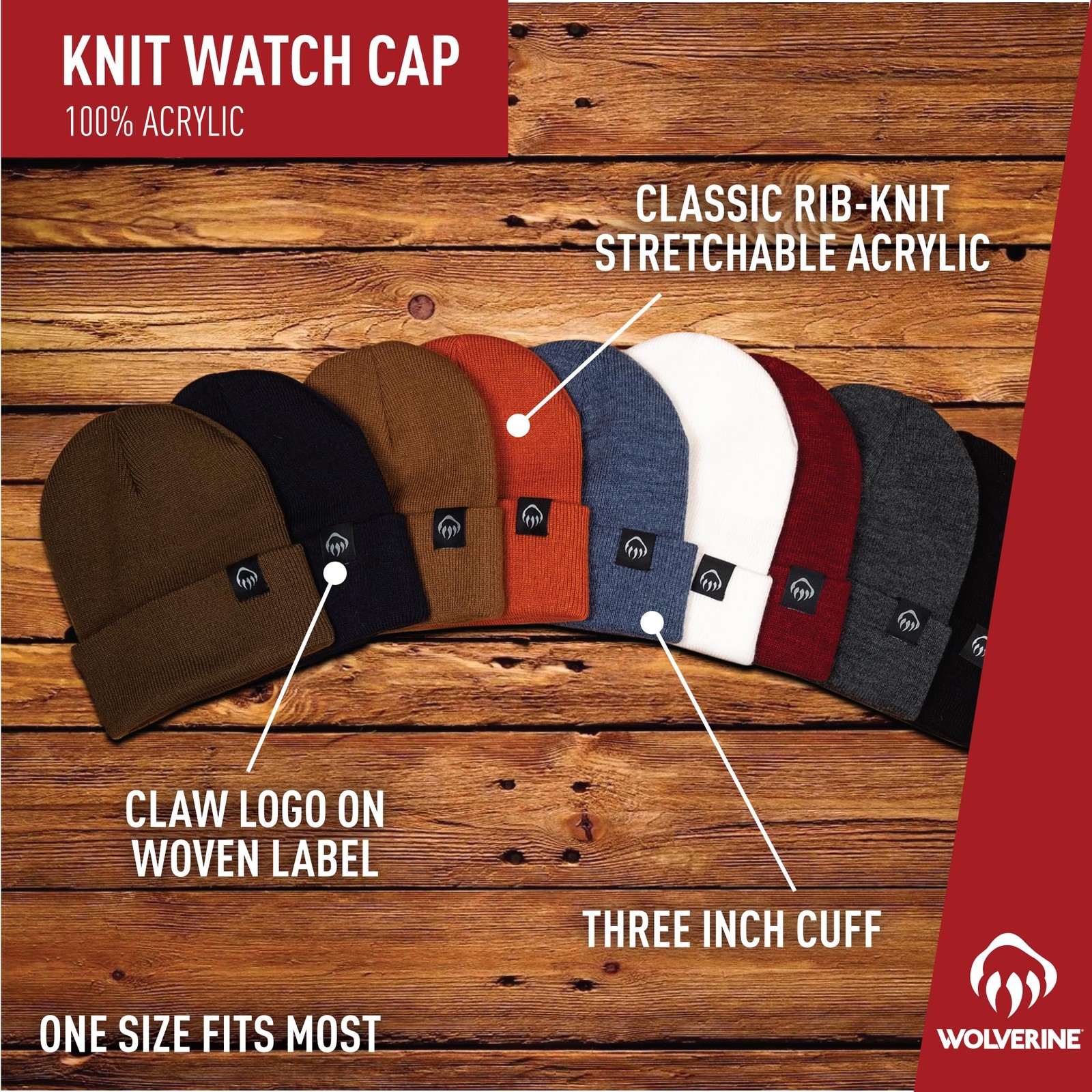 Wolverine Performance Watch Cap | Unisex | One Size, - Black
