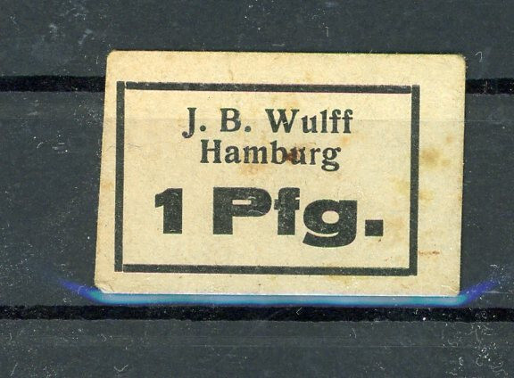Hamburg 1 Pfennig Notgeld Note / J. B. Wulff 2/20706