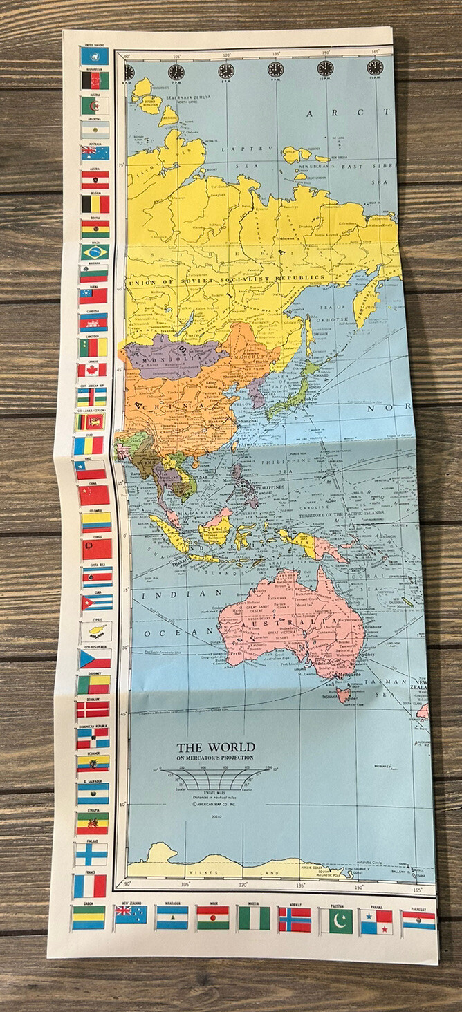 Vintage 1974 Events Game Replacement Piece Part Map