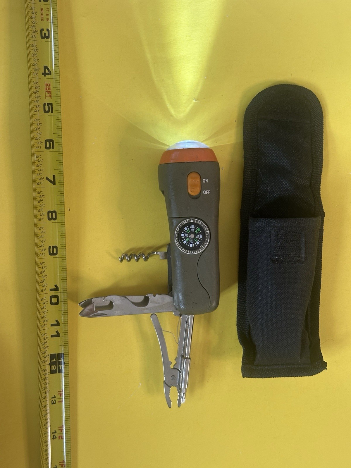 Delk All in One 10 Function Pocket Tools Flashlight Opener Pliers -No Batteries