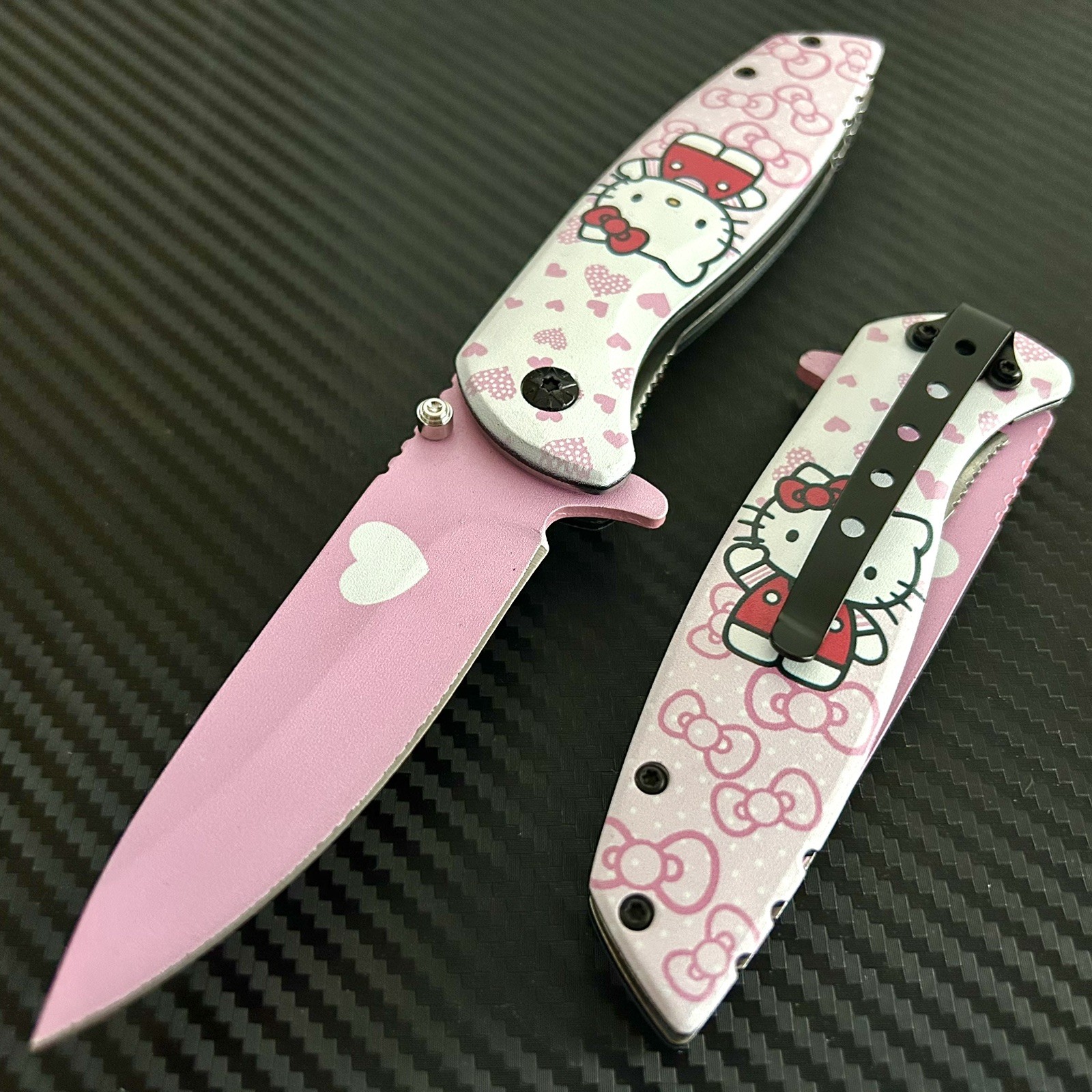 8” Pink Tactical Spring Assisted Folding Pocket Knife Metal Handle Gift For Her