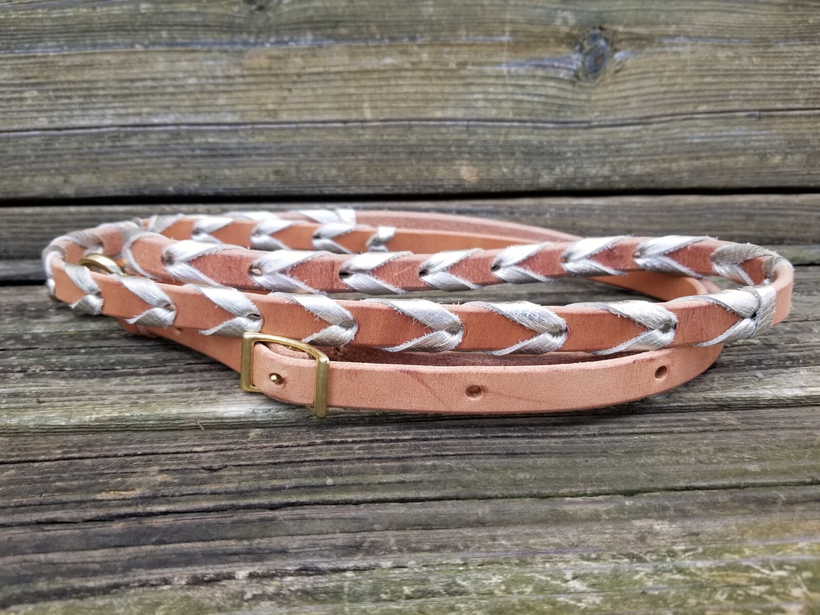 Silver Metallic Laced Barrel Racing Reins