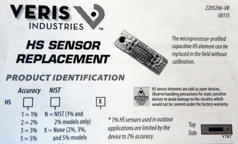 Veris HS2NX Humidity Sensor Replaceable Element ±2% NIST - NEW w/ Free Shipping