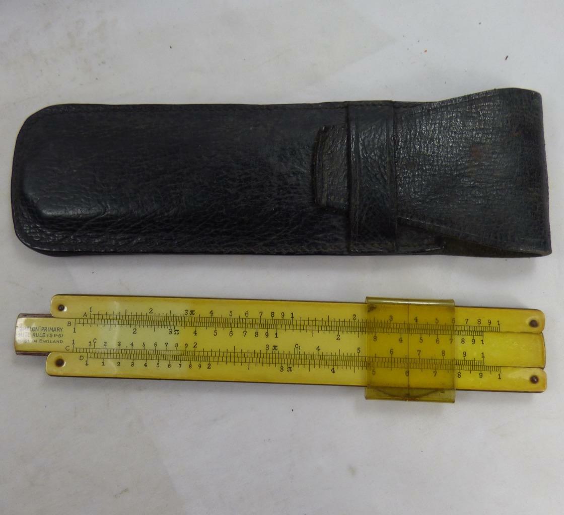 SLIDE RULE leather CASE COLFIX BITUMULS SIMPLON PRIMARY vintage