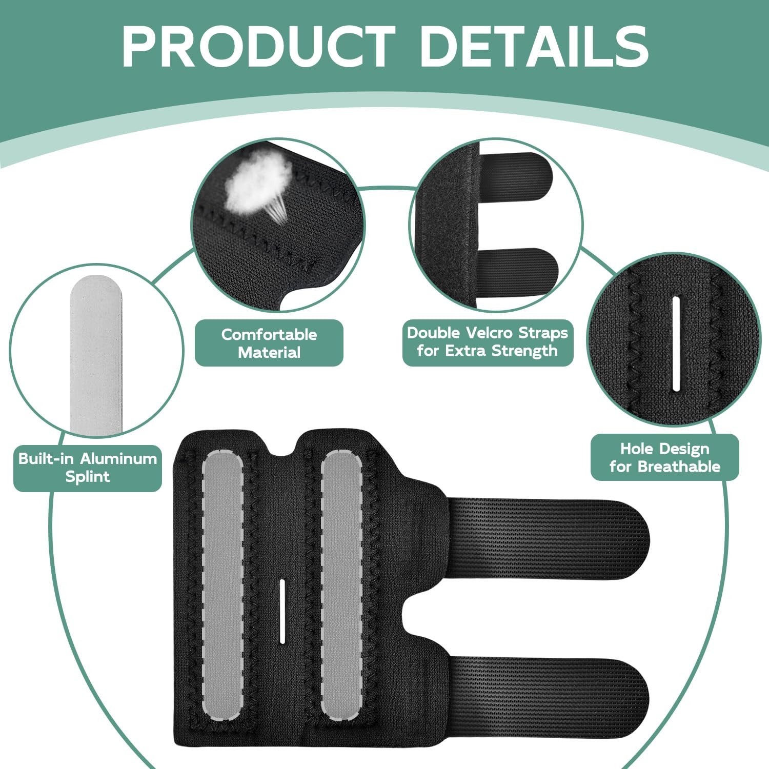 Finger Splint, Trigger Finger Brace with 2 Metal Bars Single Buddy Finger Sup...
