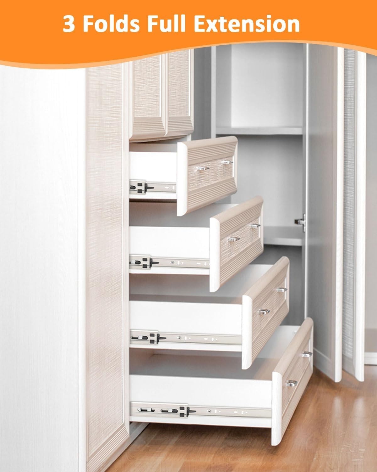 Soft Close Ball Bearing Drawer Slides, 22 Inch Length with 78LB Capacity 10 Pair