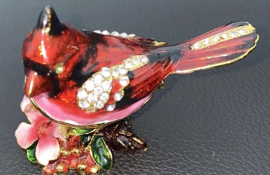 Cardinal Bird Trinket Box  New In Box