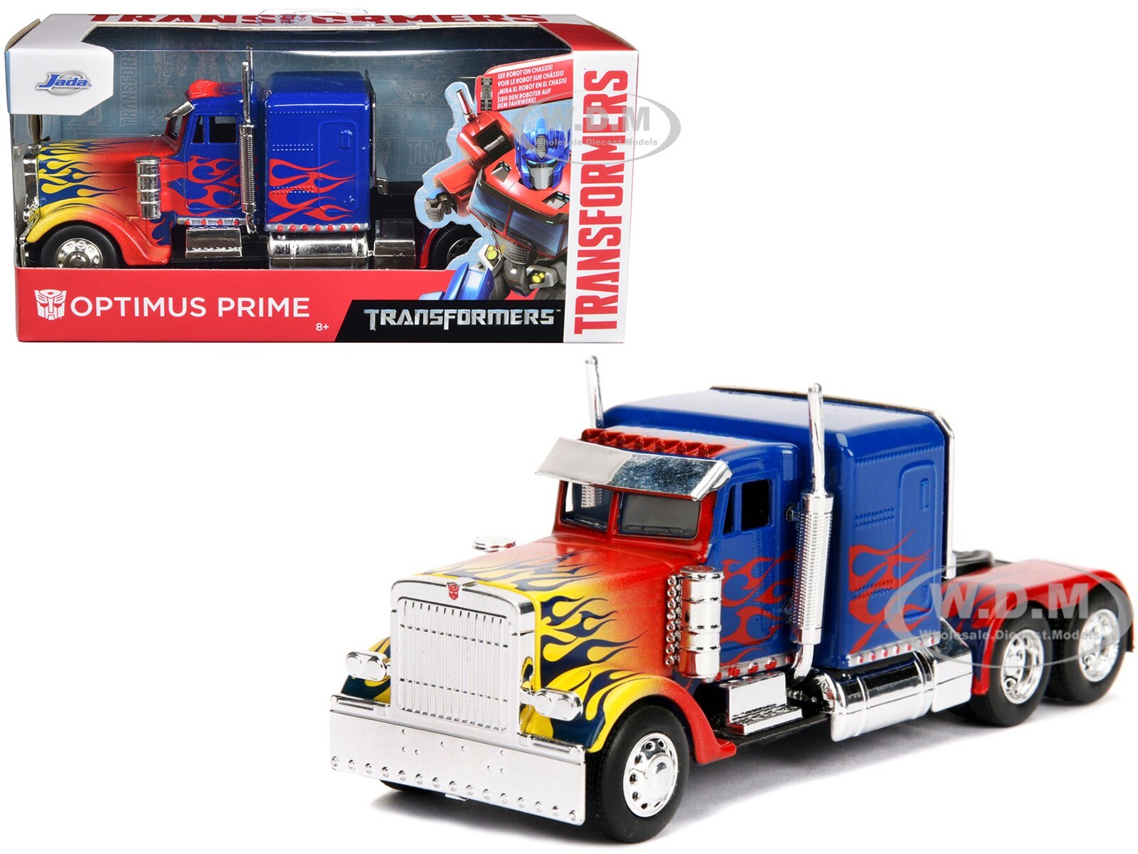 OPTIMUS PRIME TRUCK W/ROBOT ON CHASSIS "TRANSFORMERS" 1/32 DIECAST BY JADA 99802
