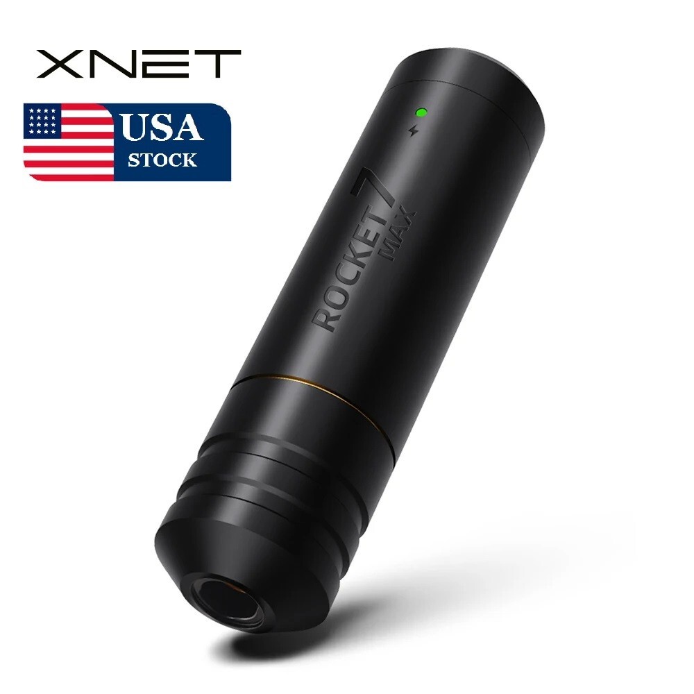 XNET Rocket 7 Rotary Tattoo Machine Pen Custom Motor RCA Cord Artist Body USA
