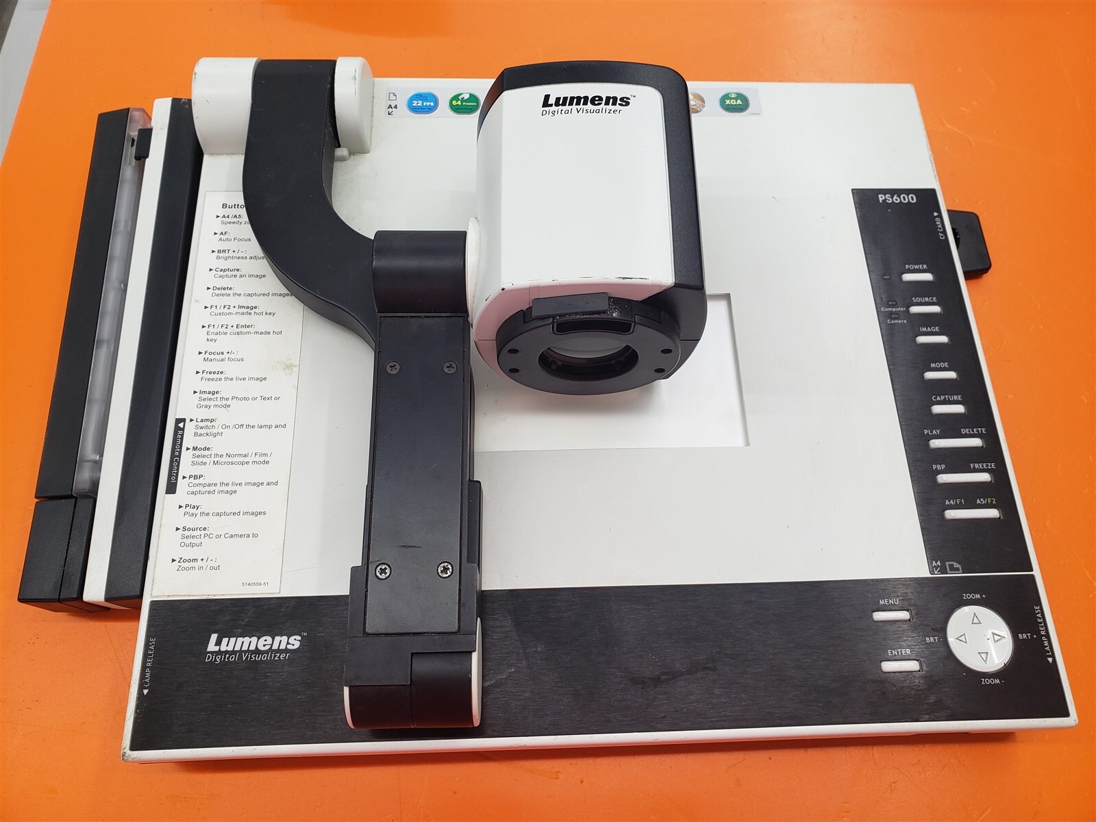⭐️⭐️⭐️⭐️⭐️ **FOR PARTS** Lumens Digital Visualizer PS600 Document Camera PS600