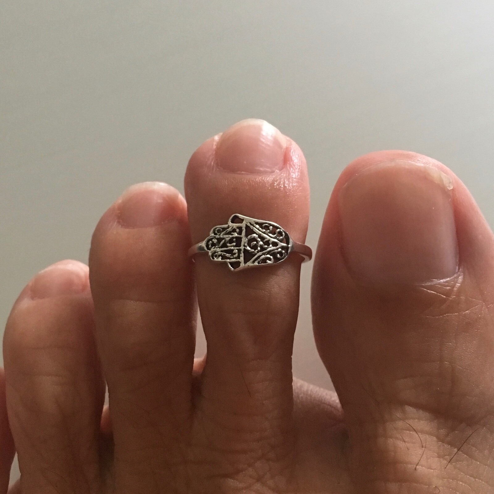 Sterling Silver Filigree Hand of Fatima Toe Ring, Silver Rings, Hamsa Ring
