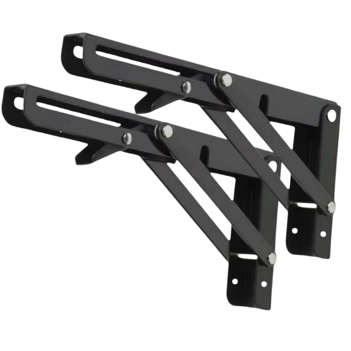2PCS-10 Inch Heavy Duty Folding Shelf Brackets - Matte Black Collapsible Brac...
