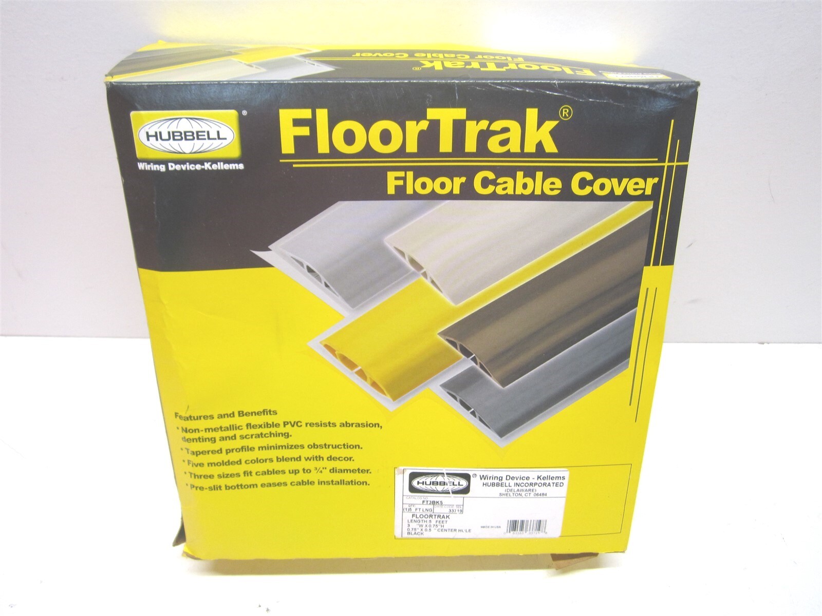 Hubbel (FT3BK5) 1/2" x 3" x 5" OAL Polyvinylchloride 1 Channel Floor Cable Cover
