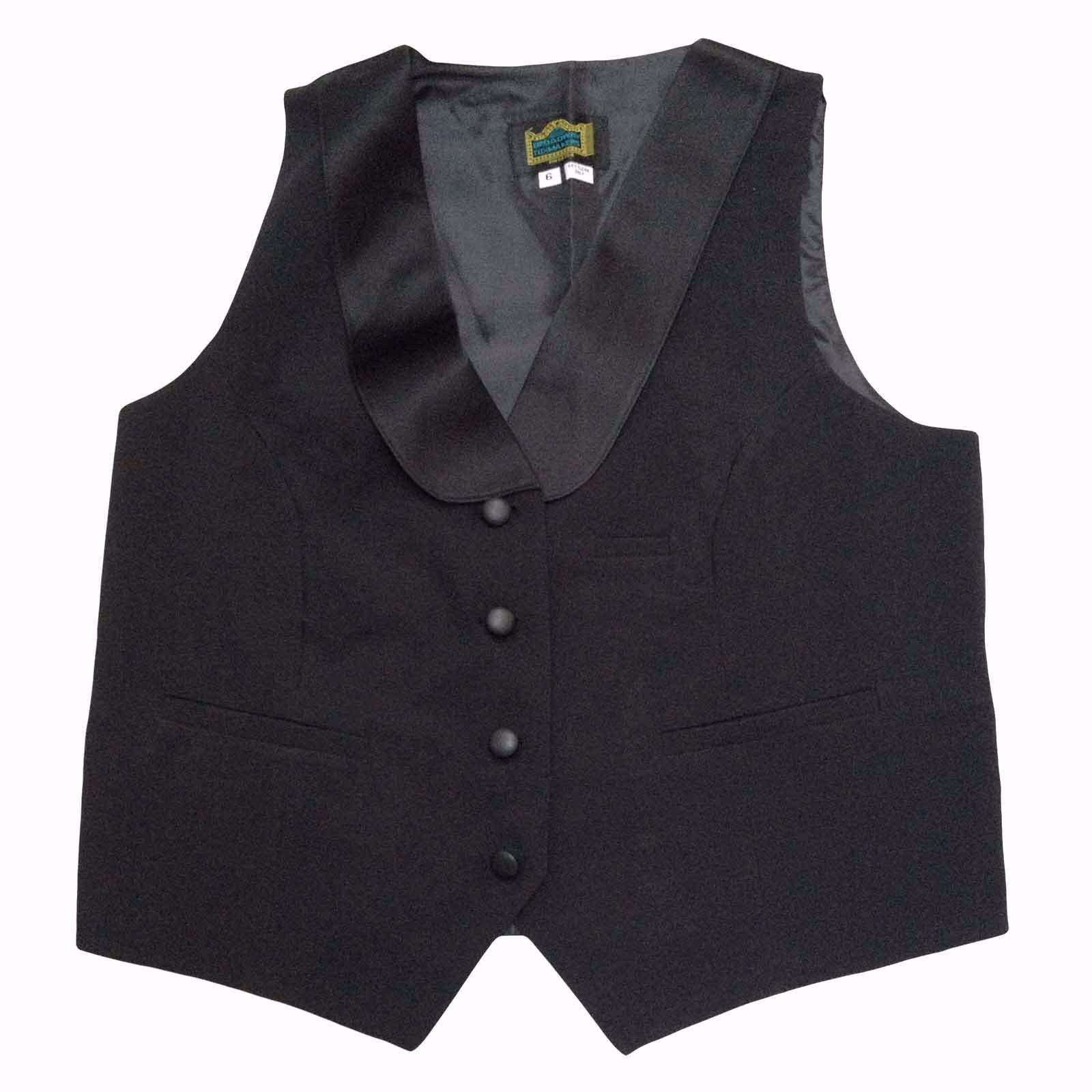 Tuxedo Vest, Womens, Black, Polyester Satin Shawl Collar