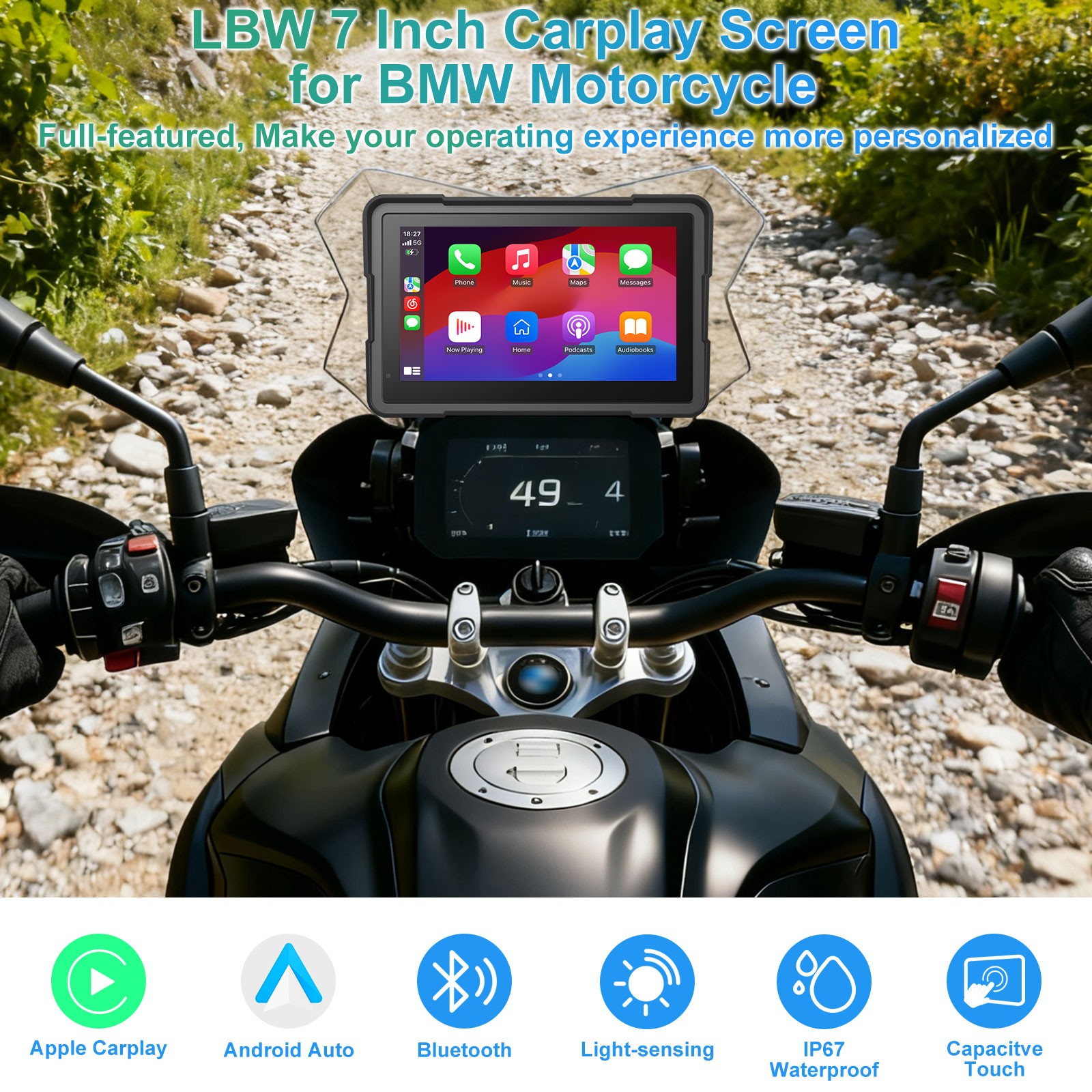 for BMW Motorcycles Touchscreen,Plug & Play Display,Support CarPlay/Android Auto