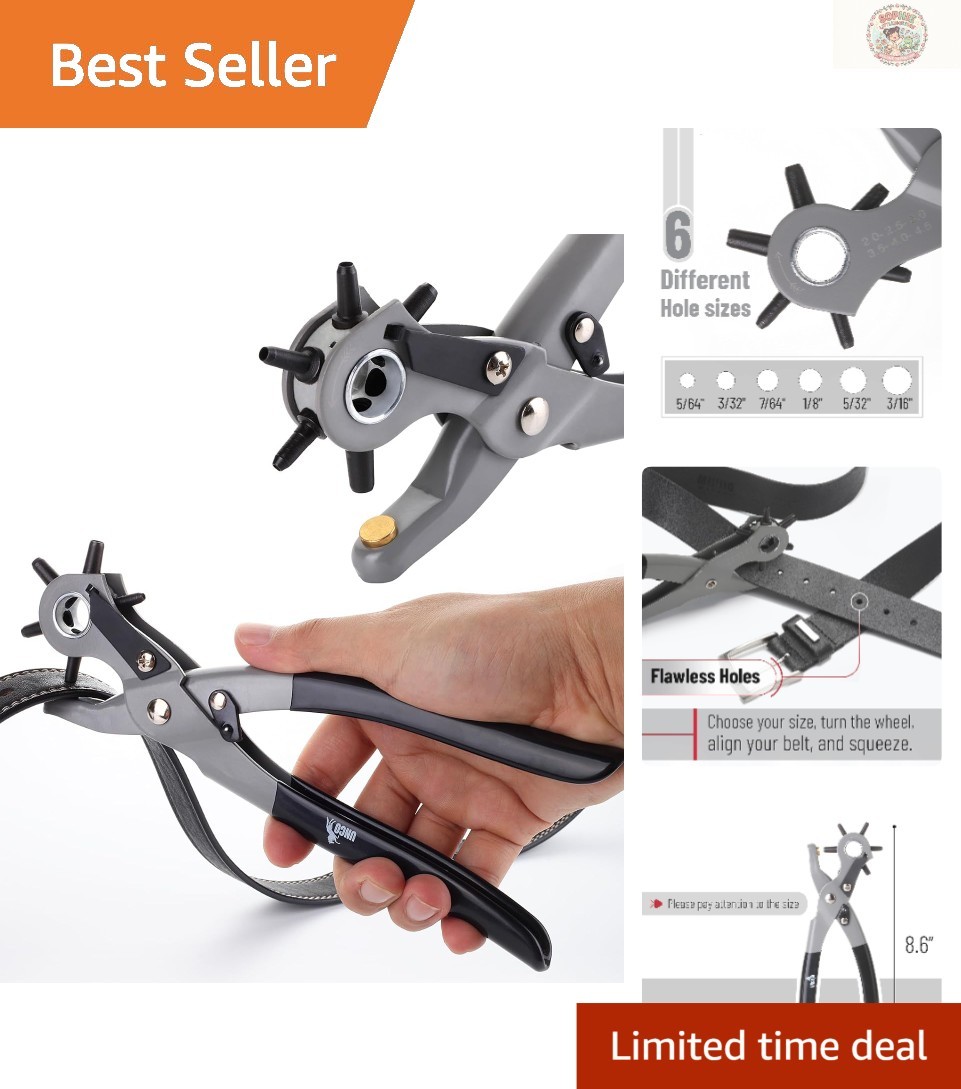 Ergonomic Leather Hole Punch Tool with 6 Sizes for Craftsmanship Excellence