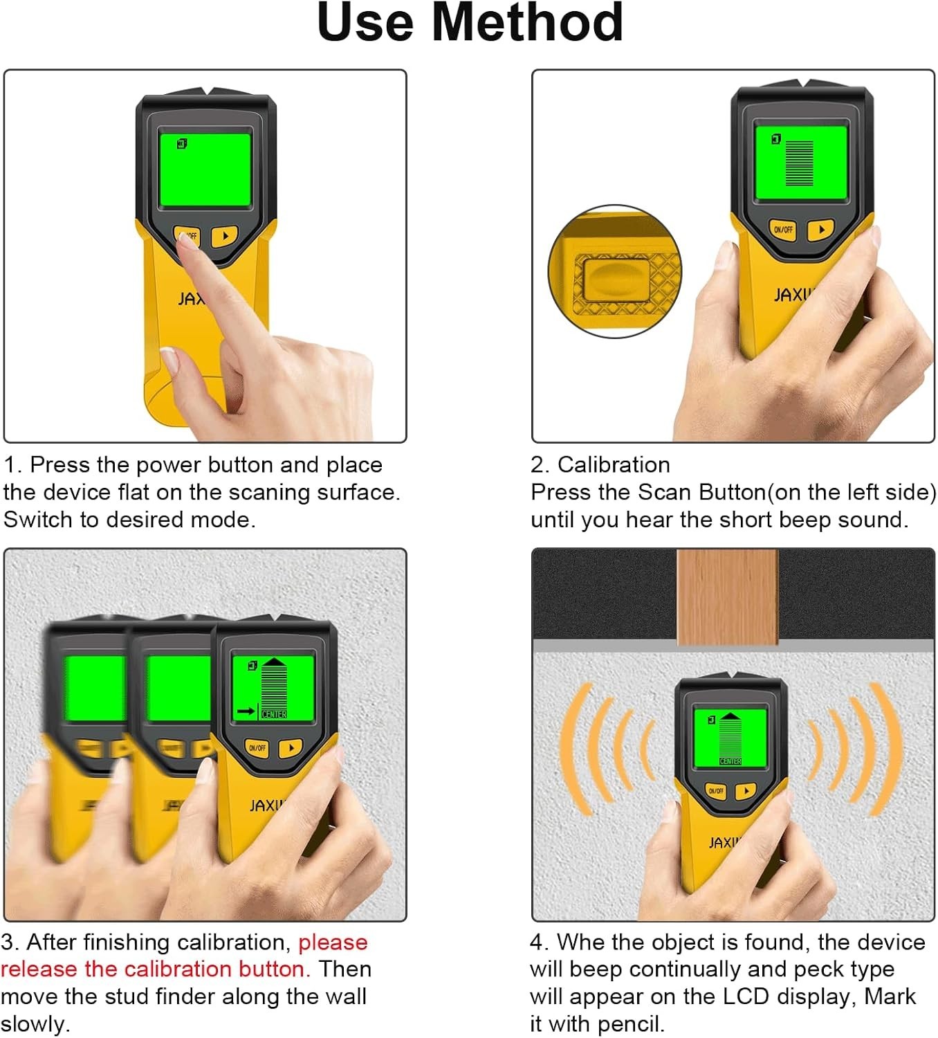 Battery-Powered Stud Finder with Microprocessor Chip for Quick Detection