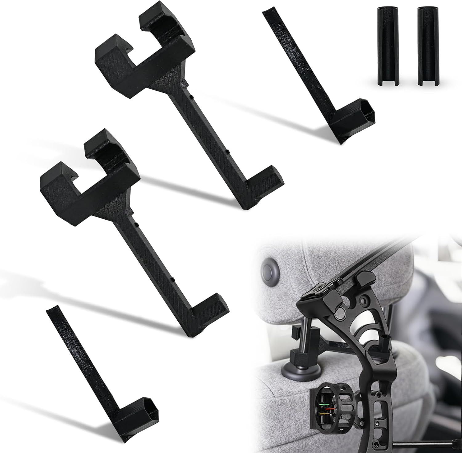 2-Pack Universal Bow Hanger for Truck & SUV, Quick Tool-Free Installation Headre