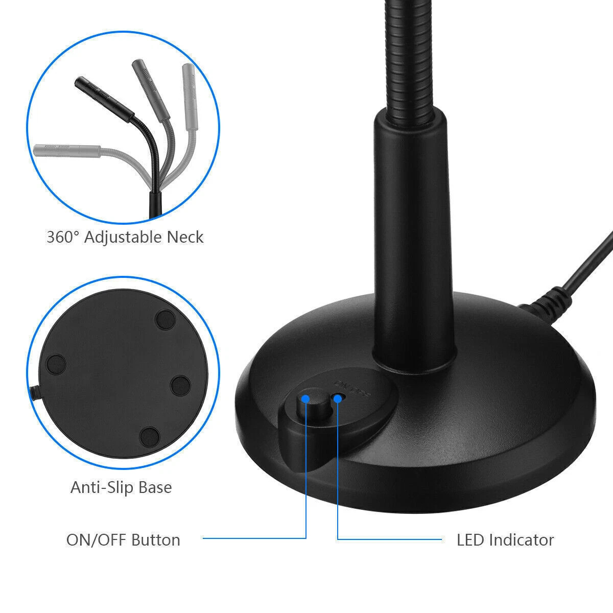 Mini USB Condenser Microphone with Stand - Plug & Play for PC/Laptop/Mac