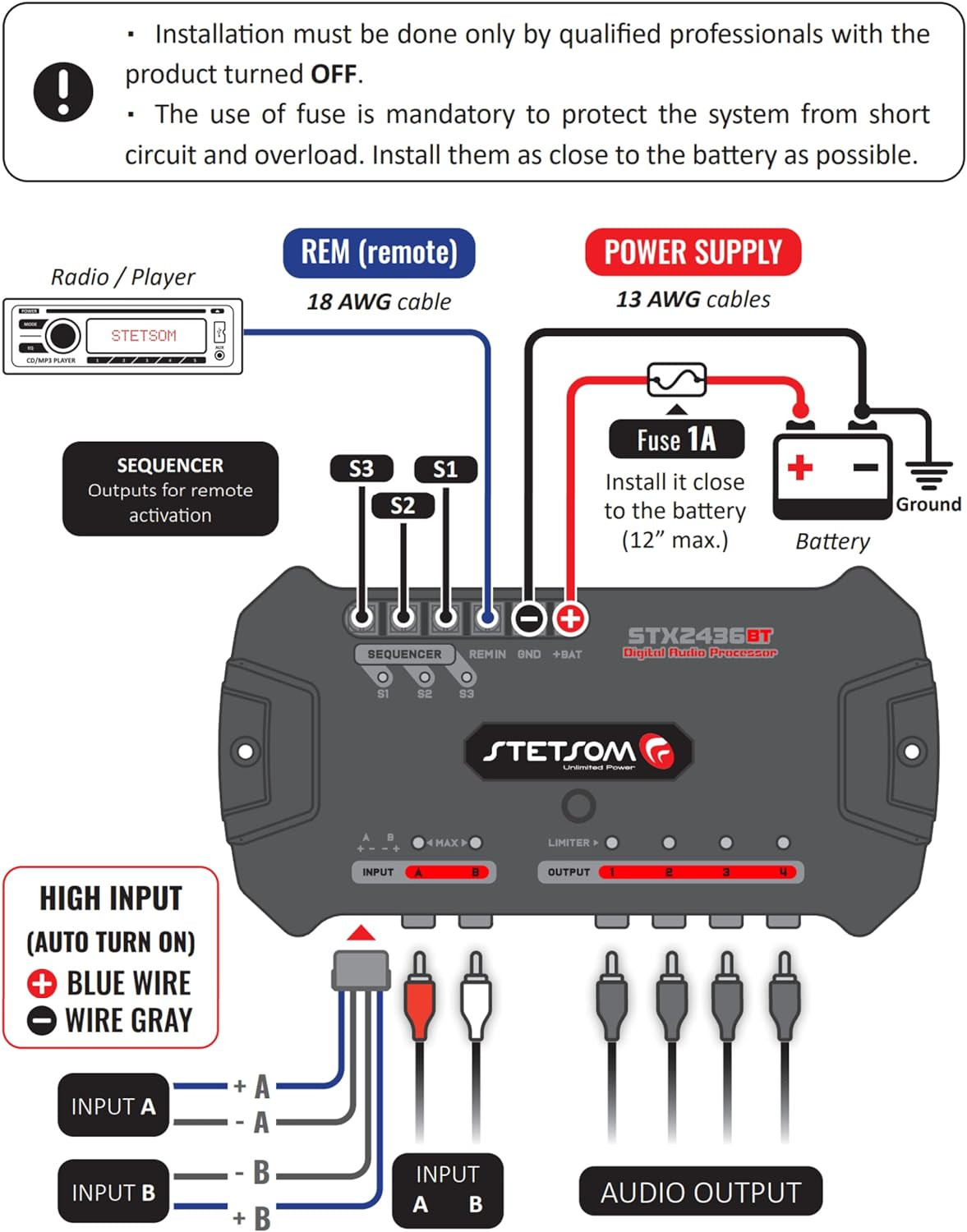 STX 2436 Bluetooth DSP PRO - Digital Signal Processor, DSP PRO, Equalizer, Exclu