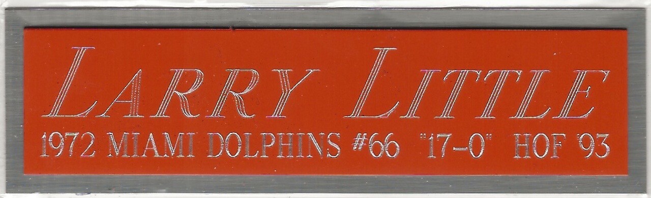 LARRY LITTLE DOLPHINS NAMEPLATE AUTOGRAPHED Signed FOOTBALL-HELMET-JERSEY-PHOTO