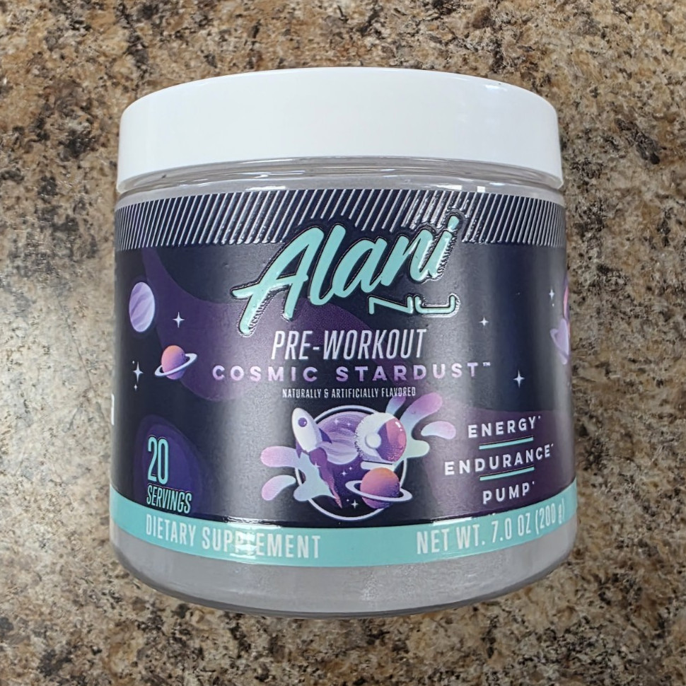 Alani Nu Pre-Workout Powder Cosmic Stardust Sugar-Free 7oz 20 Servings Exp 08/26