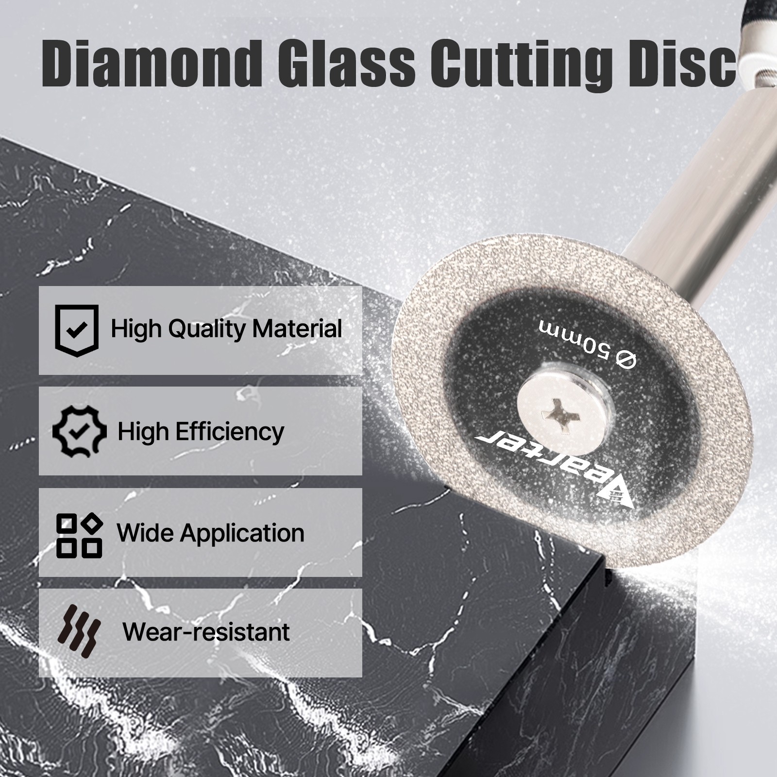5Pcs 2'' Diamond Cutting Wheel Set with Hex Shank Mandrel for Drill Rotary Tool