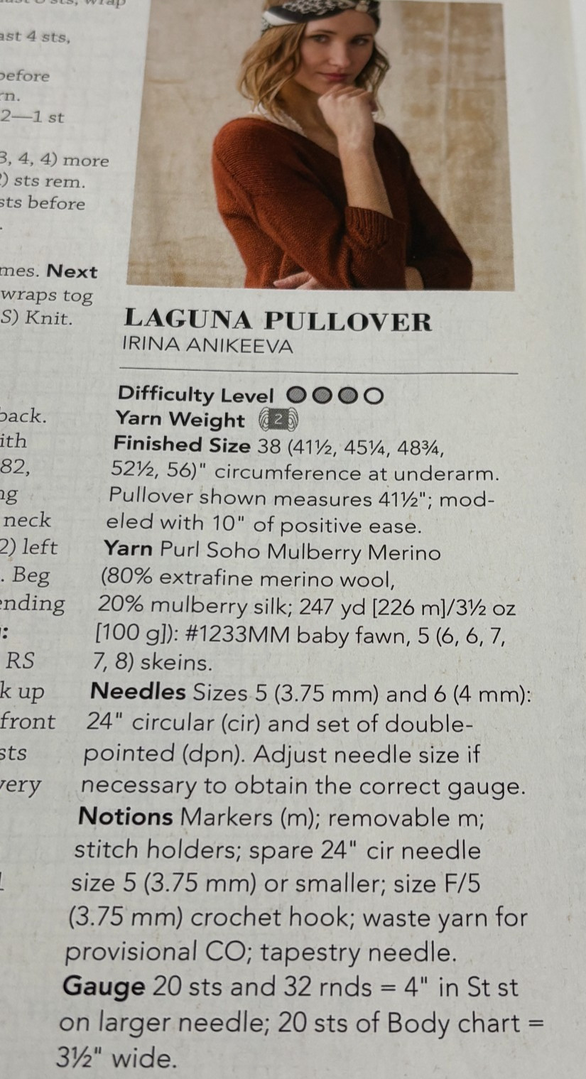 Laguna Pullover Women's Size Knitting Pattern Magazine Pages