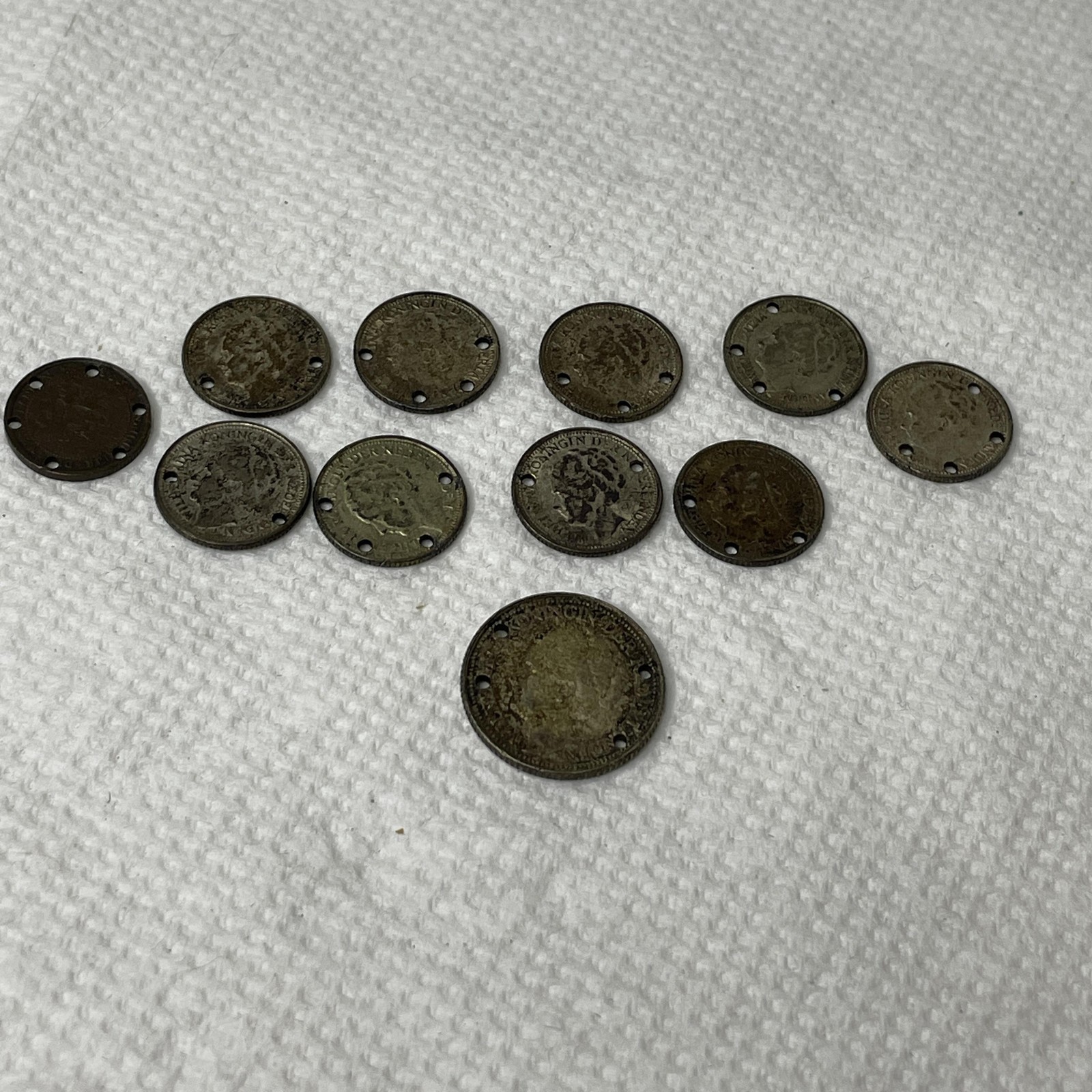 Vintage Dutch Wilhelmina Coin Lot 10c 25c 1/2c Netherlands Jewelry Craft